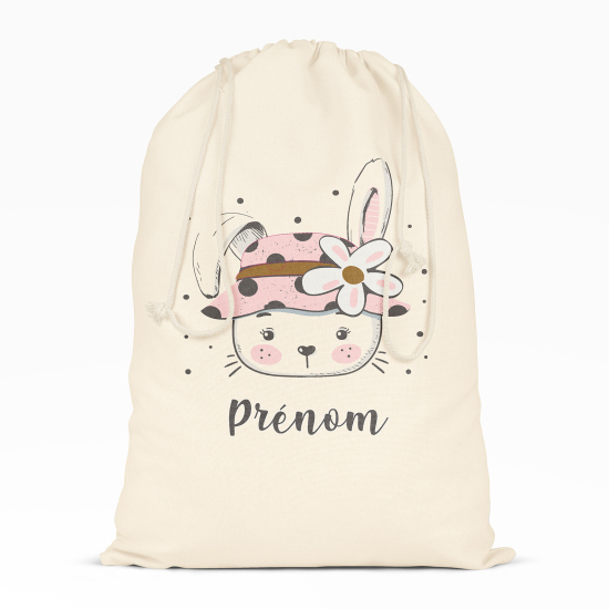 Borsa con coulisse personalizzata - Coniglio fiore