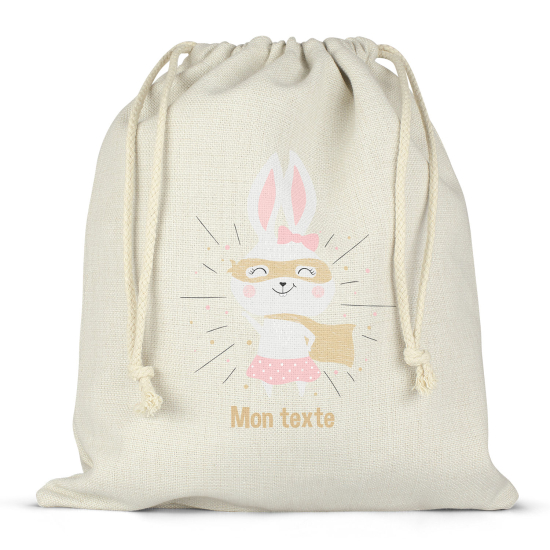 Borsa con coulisse personalizzata - Coniglio supereroe