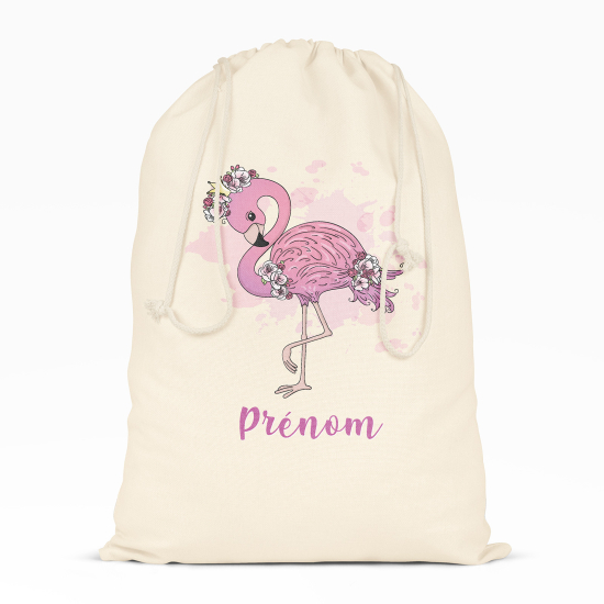 Borsa con coulisse personalizzata - Fenicottero rosa