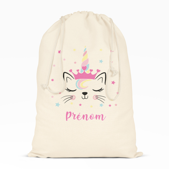 Borsa con coulisse personalizzata - Gatto unicorno
