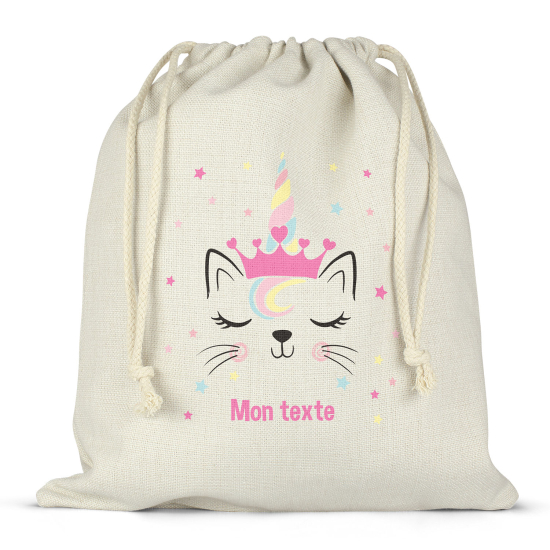 Borsa con coulisse personalizzata - Gatto unicorno