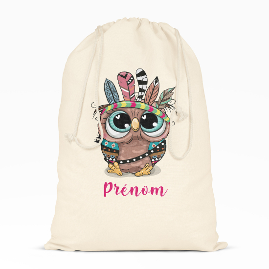 Borsa con coulisse personalizzata - Gufo indiano