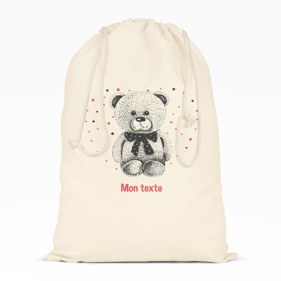 Borsa con coulisse personalizzata - Orsetto cuori