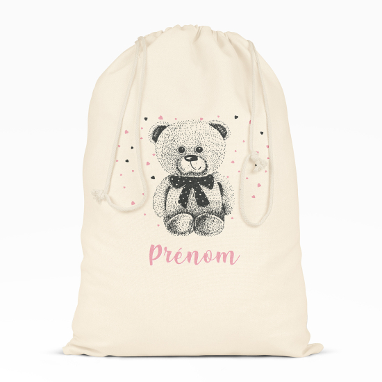 Borsa con coulisse personalizzata - Orsetto cuori