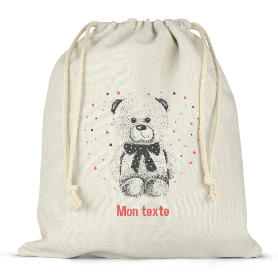 Borsa con coulisse personalizzata - Orsetto cuori
