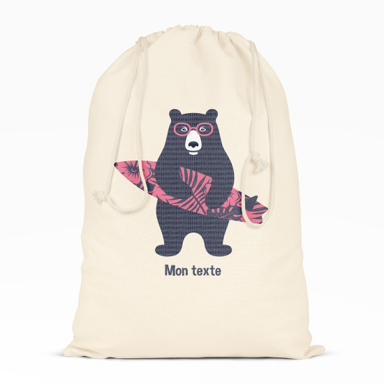 Borsa con coulisse personalizzata - Orso surf