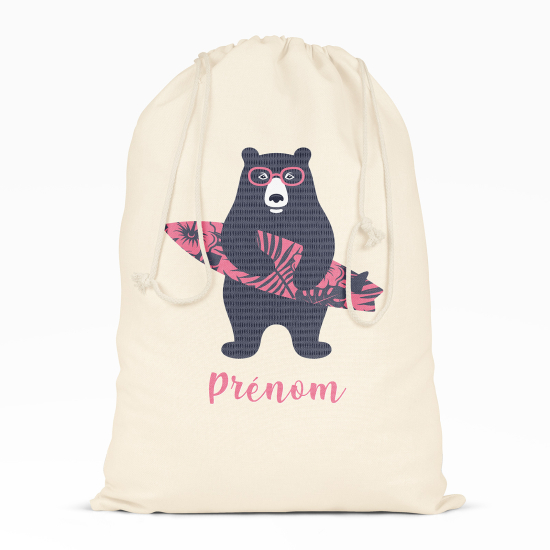Borsa con coulisse personalizzata - Orso surf
