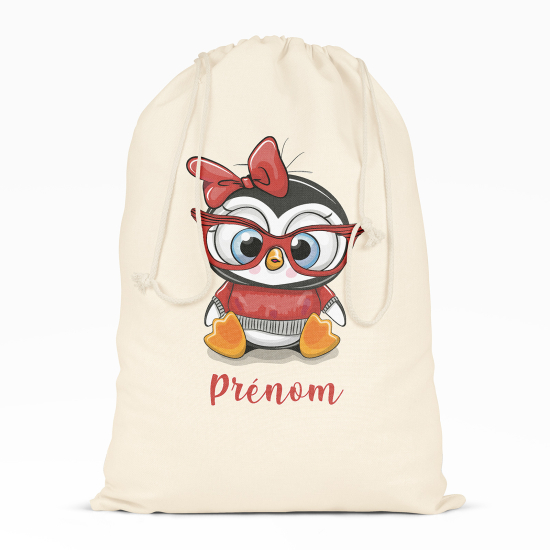 Borsa con coulisse personalizzata - Pinguino dagli occhiali