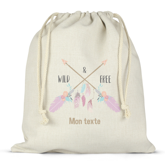 Borsa con coulisse personalizzata - Piume selvagge e libere