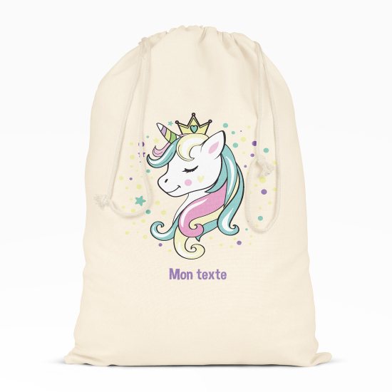 Borsa con coulisse personalizzata - Principessa unicorno