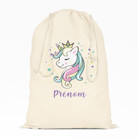 Borsa con coulisse personalizzata - Principessa unicorno