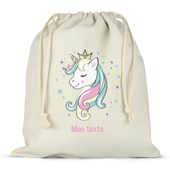 Borsa con coulisse personalizzata - Principessa unicorno