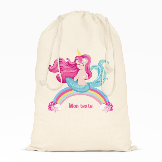 Borsa con coulisse personalizzata - Sirena arcobaleno