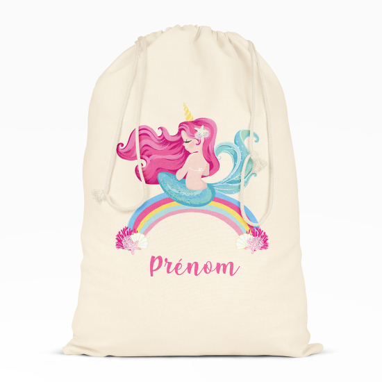 Borsa con coulisse personalizzata - Sirena arcobaleno