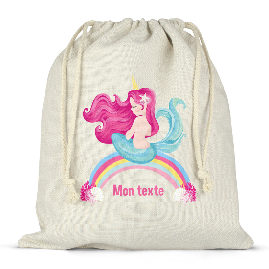 Borsa con coulisse personalizzata - Sirena arcobaleno
