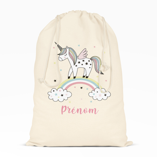 Borsa con coulisse personalizzata - Unicorno arcobaleno