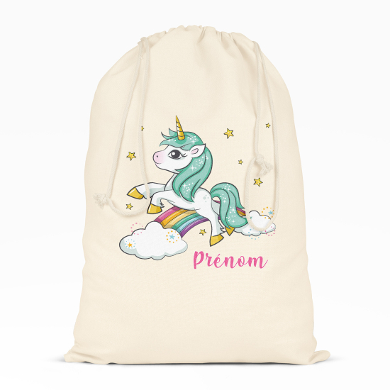 Borsa con coulisse personalizzata - Unicorno arcobaleno