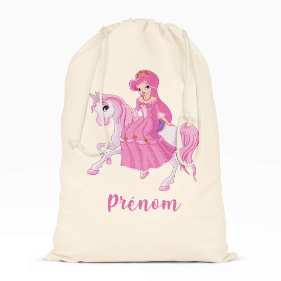 Borsa con coulisse personalizzata - Unicorno e principessa