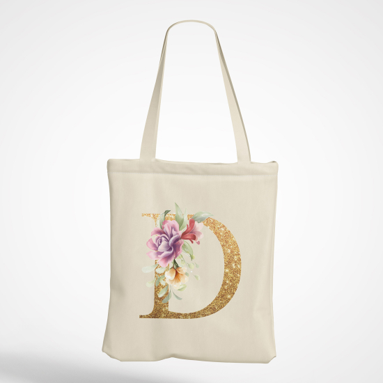 Borsa tote bag Monogram personalizzato - Lettera D