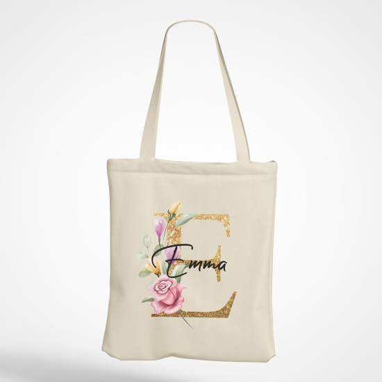 Borsa tote bag Monogram personalizzato - Lettera E