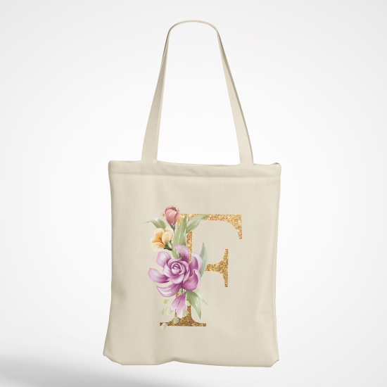 Borsa tote bag Monogram personalizzato - Lettera F