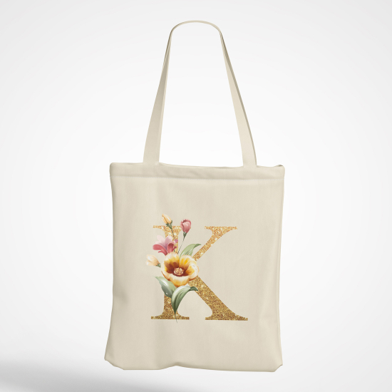 Borsa tote bag Monogram personalizzato - Lettera K