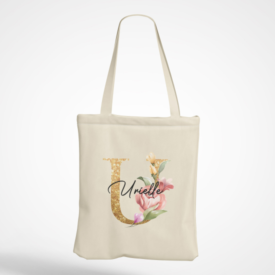 Borsa tote bag Monogram personalizzato - Lettera U