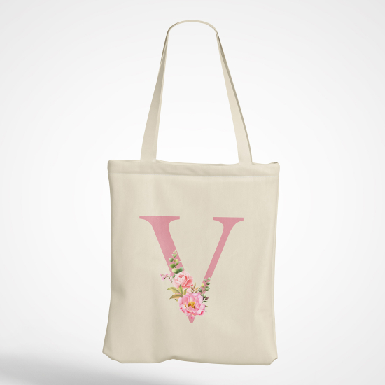 Borsa tote bag Monogram personalizzato - Lettera V