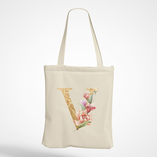 Borsa tote bag Monogram personalizzato - Lettera V
