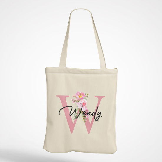 Borsa tote bag Monogram personalizzato - Lettera W