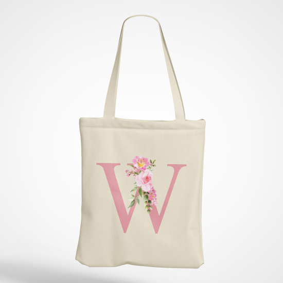 Borsa tote bag Monogram personalizzato - Lettera W