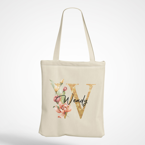 Borsa tote bag Monogram personalizzato - Lettera W