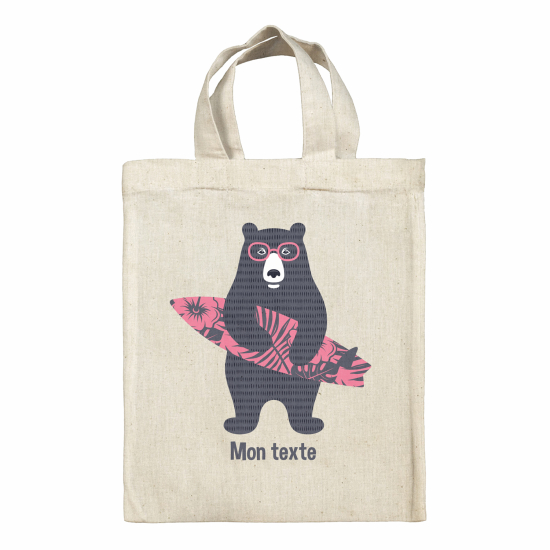 Borsa tote bag personalizzata - Orso surfista
