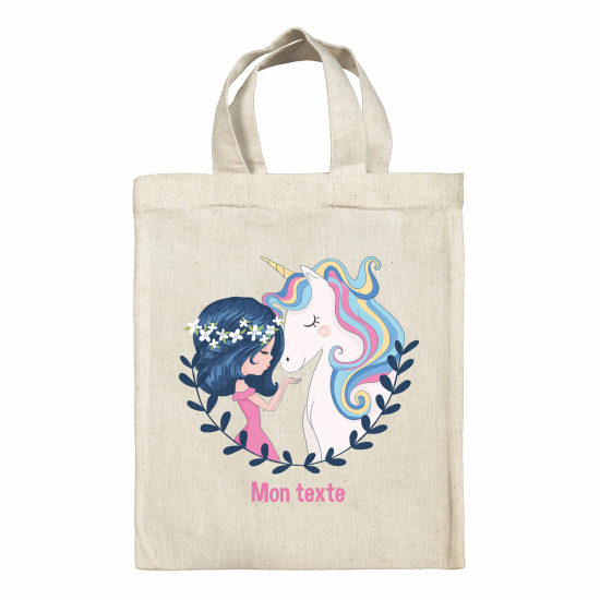Borsa tote bag personalizzata - Ragazza e unicorno