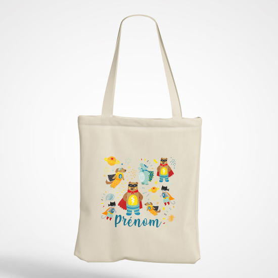 Borsa tote bag personalizzato - Animali supereroi