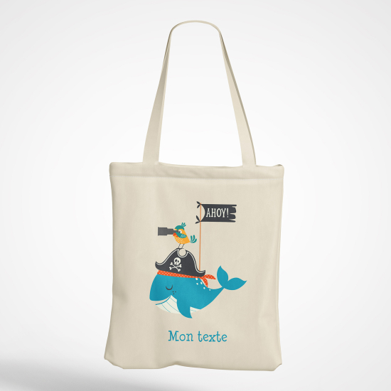Borsa tote bag personalizzato - Balena pirata