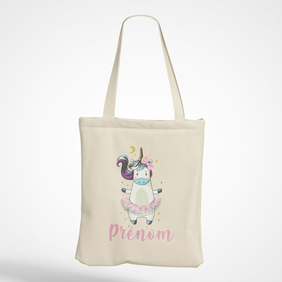 Borsa tote bag personalizzato - Ballerina unicorno