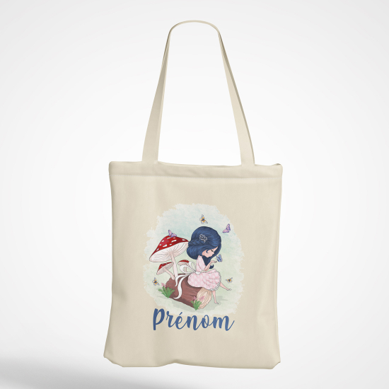 Borsa tote bag personalizzato - Bambina funghi