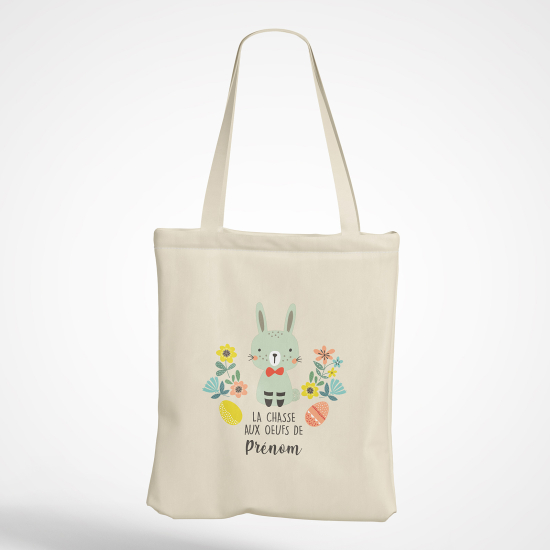 Borsa tote bag personalizzato - Coniglio la caccia alle uova di Nome