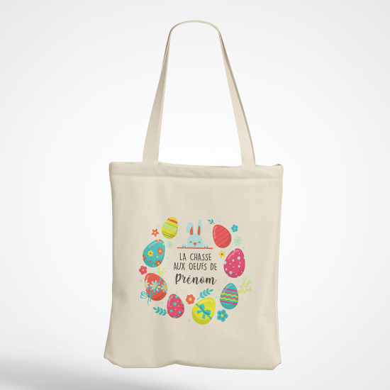 Borsa tote bag personalizzato - Coniglio la caccia alle uova di Nome