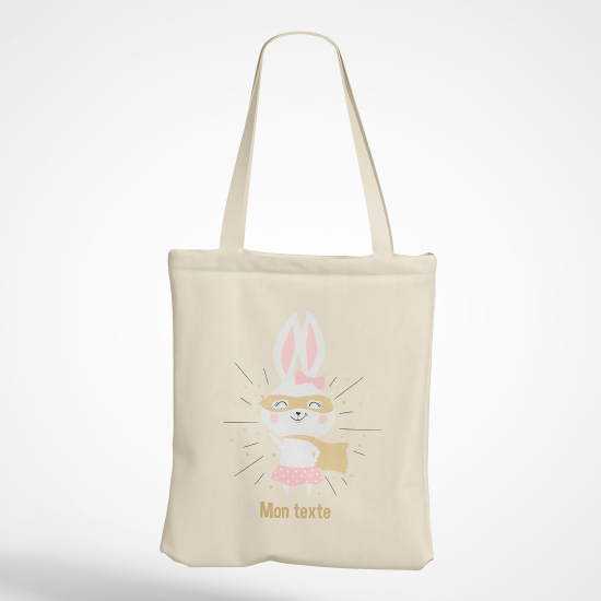 Borsa tote bag personalizzato - Coniglio supereroe