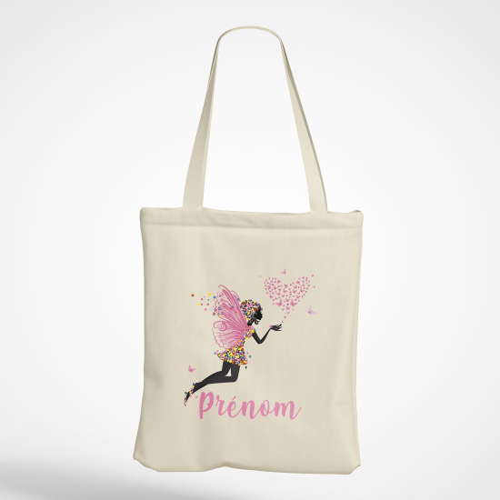 Borsa tote bag personalizzato - Fata cuori farfalle