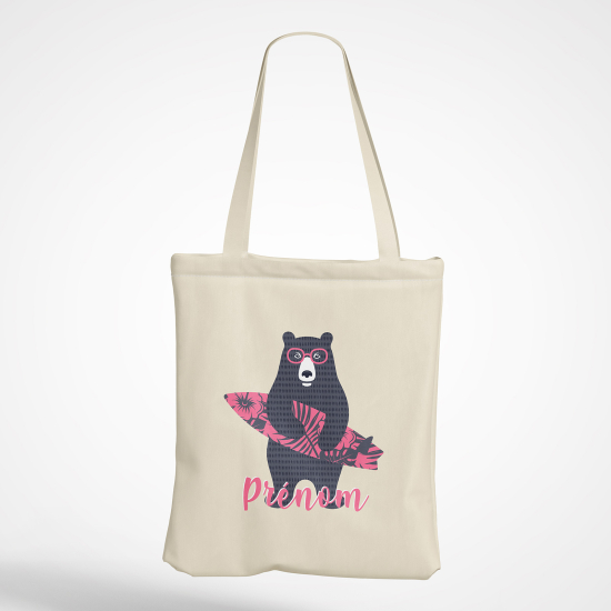 Borsa tote bag personalizzato - Orso surfista