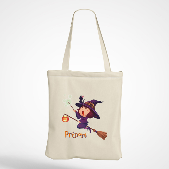 Borsa tote bag personalizzato - Piccola ragazza scopa strega