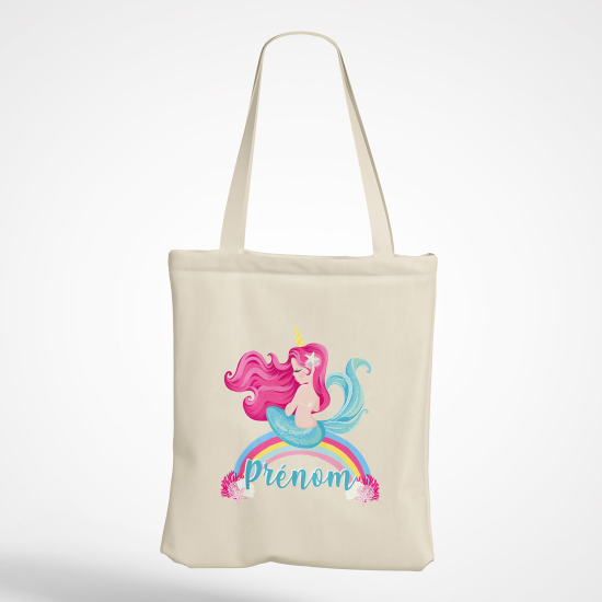 Borsa tote bag personalizzato - Sirena arcobaleno