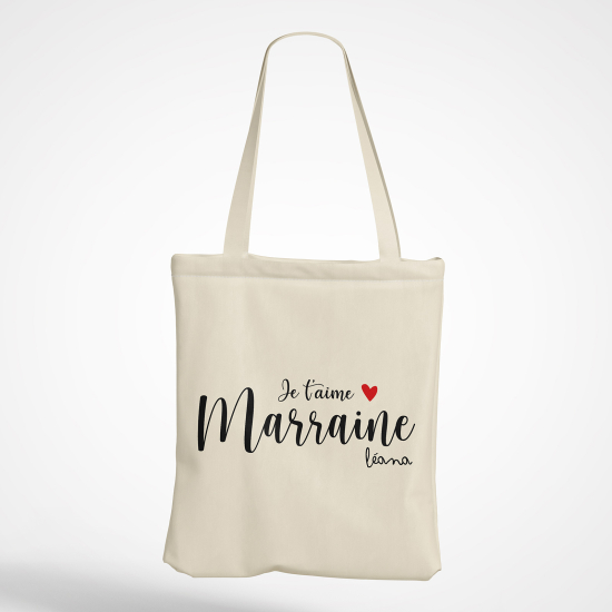 Borsa tote bag personalizzato - Ti amo madrina Nome
