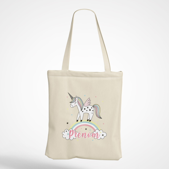 Borsa tote bag personalizzato - Unicorno arcobaleno