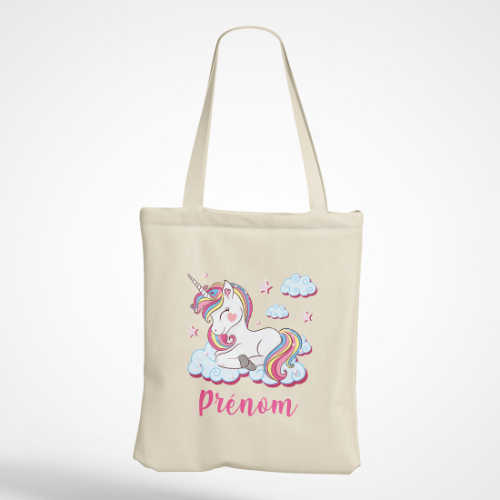 Borsa tote bag personalizzato - Unicorno nuvole