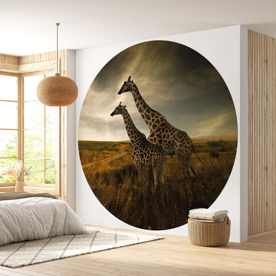 Carta da parati Cerchio / Rotondo - Giraffe