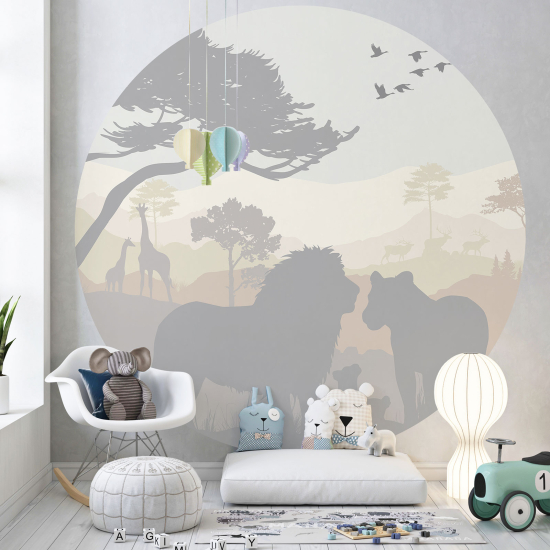 Carta da parati Cerchio / Rotondo per Bambini - Animali
